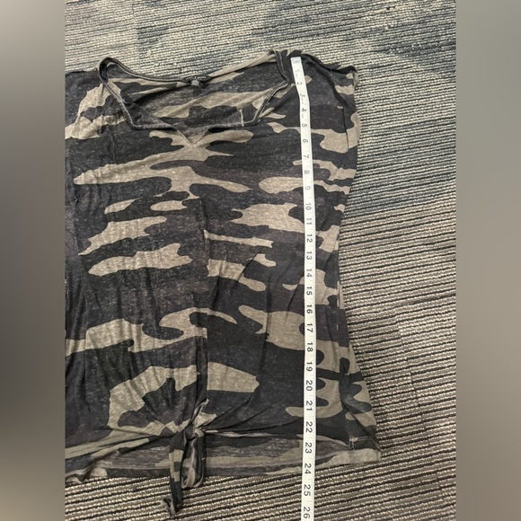 Lucky Brand Camo Burnout Tee- Front Tie Design - Picture 4 of 4